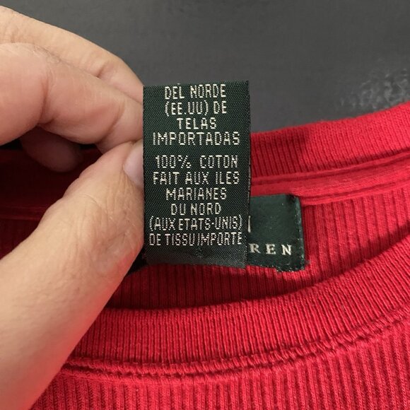 Vintage Ralph Lauren T Shirt S Embroidered Anchor Crest Logo Nautical Preppy Red - Picture 7 of 9